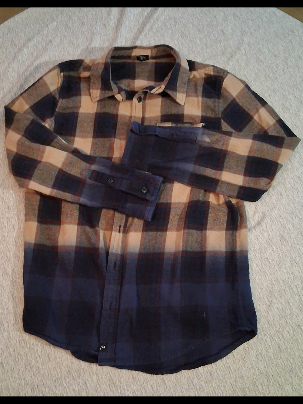 Art class Boys Navy and Tan Ombre Plaid Button-Up Shirt